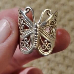 Silver Filigree Butterfly Ring